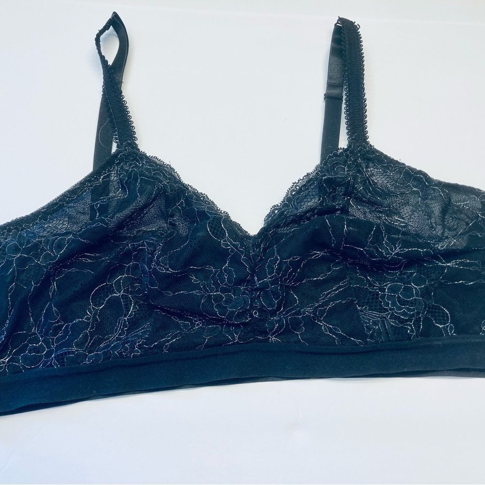 Torrid Lace Mesh Bralette‎ Black Silver Size 1 1X 14/16